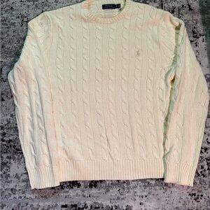 Ralph Lauren Cream Cable Knit Crewneck Sweater